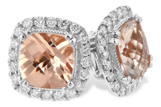 14kt White Gold Diamond Morganite Earrings