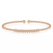 14K Rose Gold Bujukan Bead Cuff Bracelet with Bezel Set Diamond Stations