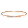 14K Rose Gold Bujukan Bead Cuff Bracelet with Bezel Set Diamond Stations