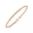 14K Rose Gold Bujukan Bead Cuff Bracelet with Bezel Set Diamond Stations