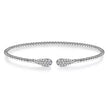 14K White Gold Bujukan Bead Cuff Bracelet with Diamond Pave Teardrops