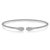 14K White Gold Bujukan Bead Cuff Bracelet with Diamond Pave Teardrops