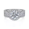 Fantastic Cushion Halo Round Center Diamond Channel Set Engagement Ring in 14K Gold | Gemma's Jewelers