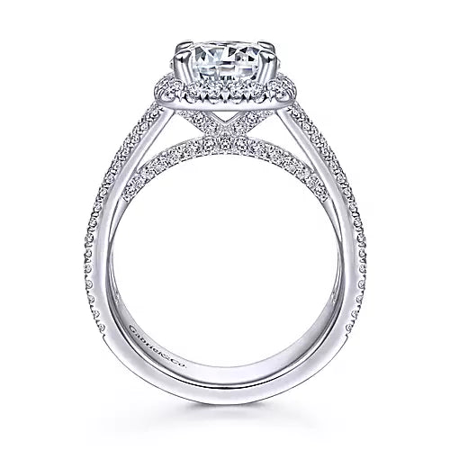 14K White Gold Cushion Halo Round Diamond Channel Set Engagement Ring 1.75 Carats
