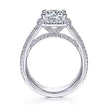 Fantastic Cushion Halo Round Center Diamond Channel Set Engagement Ring in 14K Gold | Gemma's Jewelers