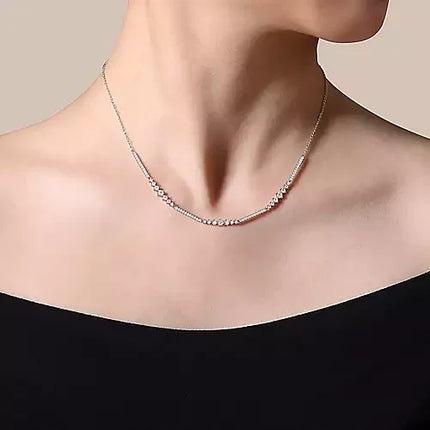 14K White Gold Diamond Necklace