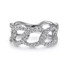 14K White Gold Wide Diamond Open Link Ring