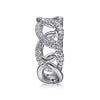 14K White Gold Wide Diamond Open Link Ring