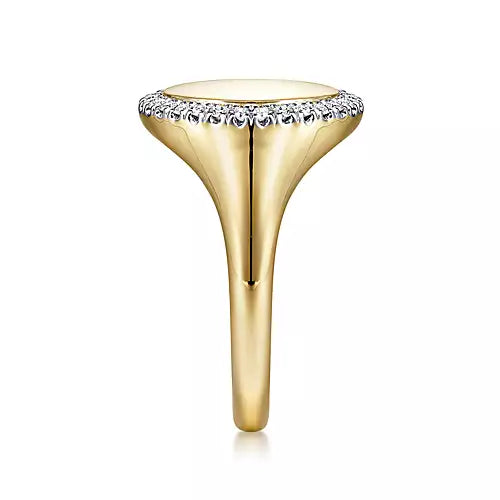 Gabriel 14K Yellow Gold Pinky Signet Ring with Diamond Halo