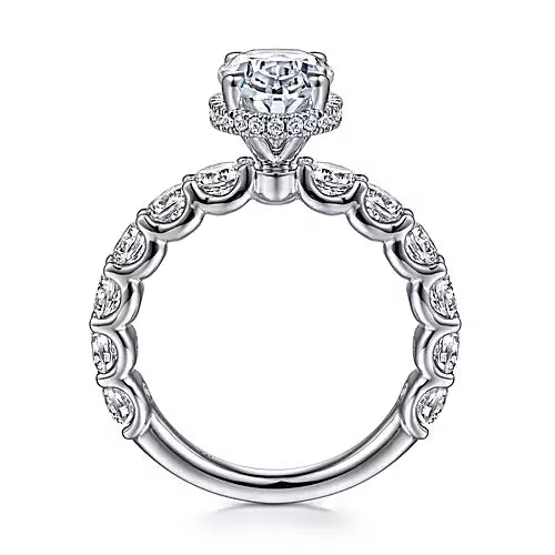 Scintillating Hidden Halo Oval Diamond Engagement Ring in 18K Gold | Gemma's Jewelers