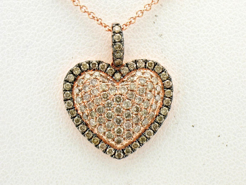 Gorgeous LeVian Creme Brulee Heart Diamond Pendant in 14K Strawberry Gold | Gemmas Jewelers