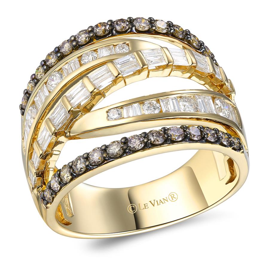 Intriguing LeVian Chocolatier Ring with Chocolate & Vanilla Diamonds  in 14K Honey Gold | Gemmas Jewelers