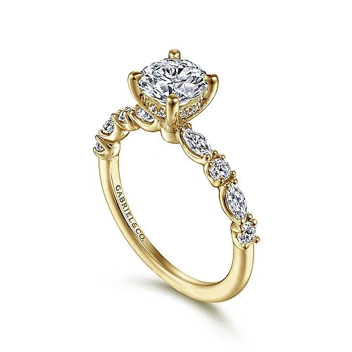 Classically Feminine Round Diamond Engagement Ring in 14K Gold | Gemma's Jewelers