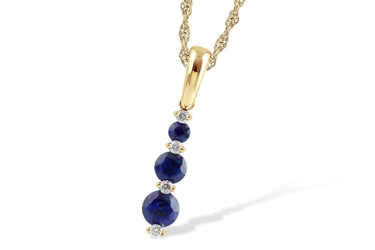 14KT Gold Past Present Future Sapphire Necklace