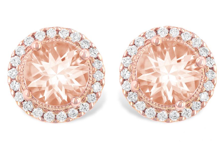 14KT ROSEGOLD DIAMOND EARRINGS WITH HALO