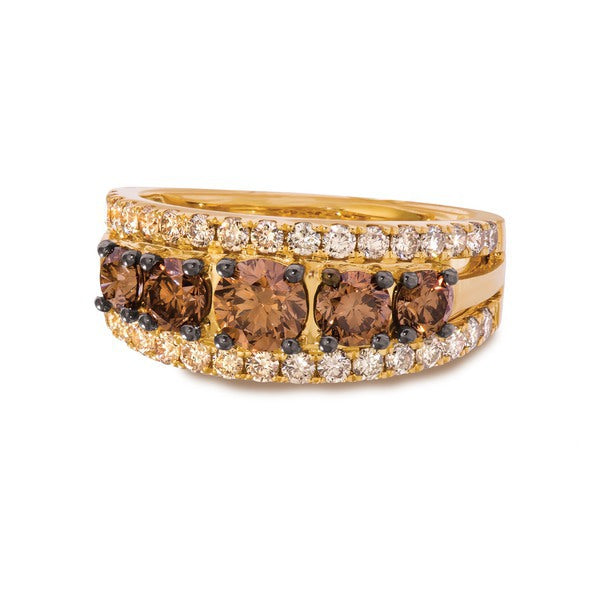 LeVian 14K Honey Gold Ring Nude & Chocolate Diamonds | Gemmas Jewelers