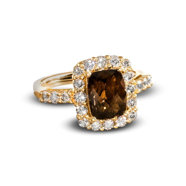 LeVian Creme Brulee Ring with Chocolate Quartz & Nude Diamonds in 14K Honey Gold | Gemmas Jewelers