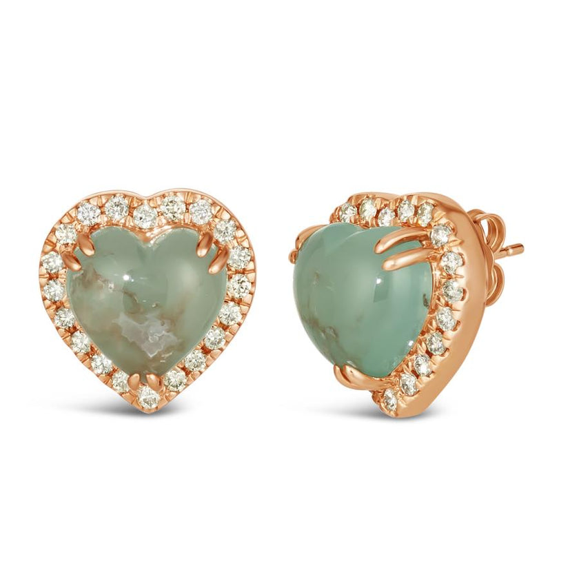 LeVian Earrings with Peacock Aquaprase & Nude Diamonds in 14K Strawberry Gold | Gemmas Jewelers