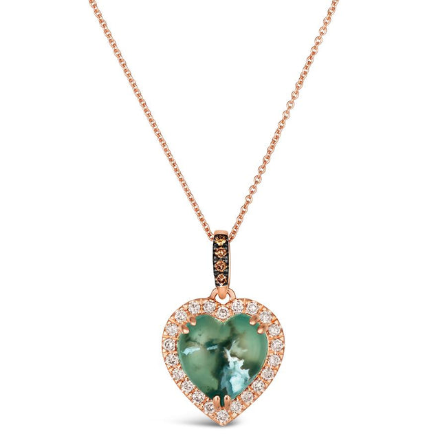LeVian Pendant Peacock Aquaprase Nude & Chocolate Diamonds in 14K Strawberry Gold | Gemmas Jewelers