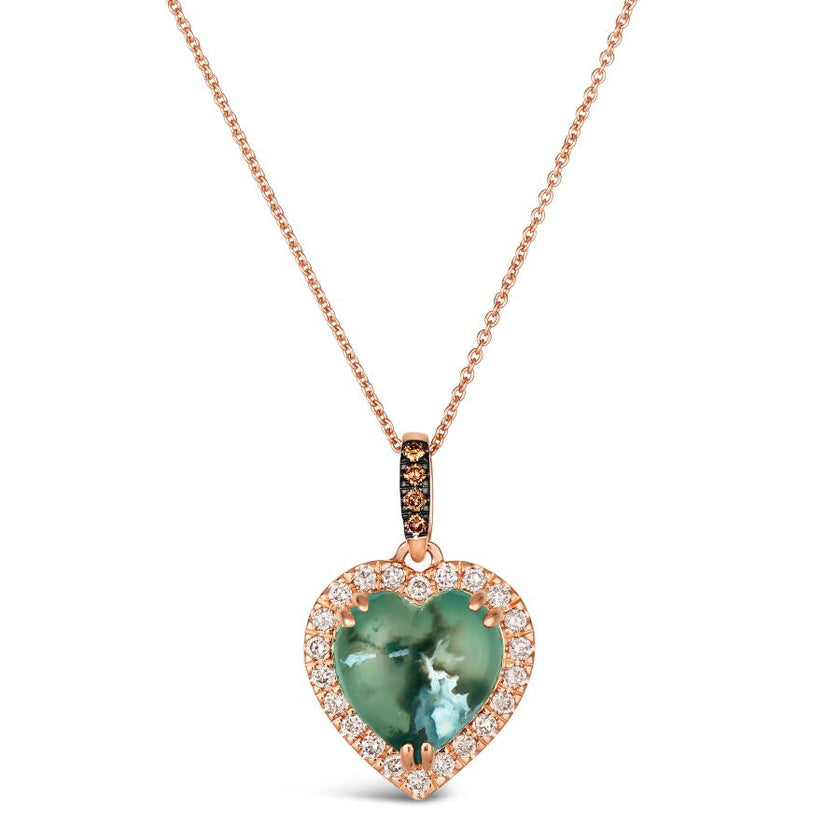 LeVian Pendant Peacock Aquaprase Nude & Chocolate Diamonds in 14K Strawberry Gold | Gemmas Jewelers