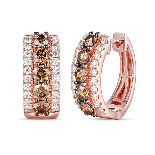 Le Vian Creme Brulee Earrings with Chocolate & Nude Diamonds Strawberry Gold | Gemmas Jewelers