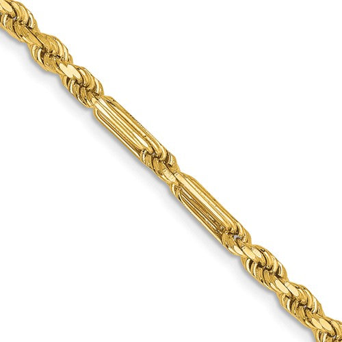 14K Solid 20 inch 3mm Diamond-cut Milano Rope with Lobster Clasp Chain