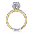 14K White-Yellow Gold Round Wide Band Diamond Engagement Ring | Gemma's Jewelers