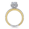 14K White-Yellow Gold Round Wide Band Diamond Engagement Ring | Gemma's Jewelers