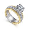 14K White-Yellow Gold Round Wide Band Diamond Engagement Ring | Gemma's Jewelers