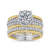 14K White-Yellow Gold Round Wide Band Diamond Engagement Ring | Gemma's Jewelers