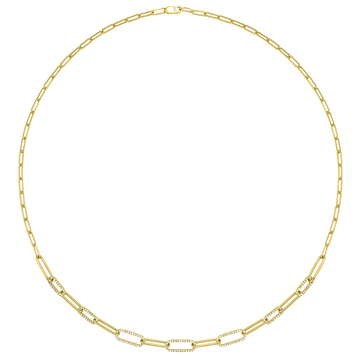 14K Yellow Gold & Diamond Stunning Paper Clip Necklace