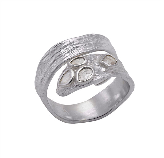 Jorge Revilla Sterling Silver & 18k Finish Diamond Ring