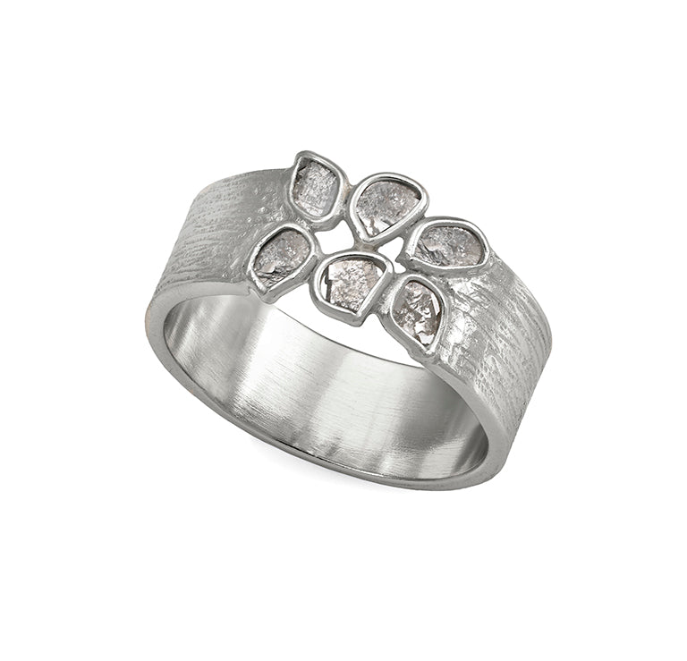 Jorge Revilla Sterling Silver & 18k Finish Diamond Ring