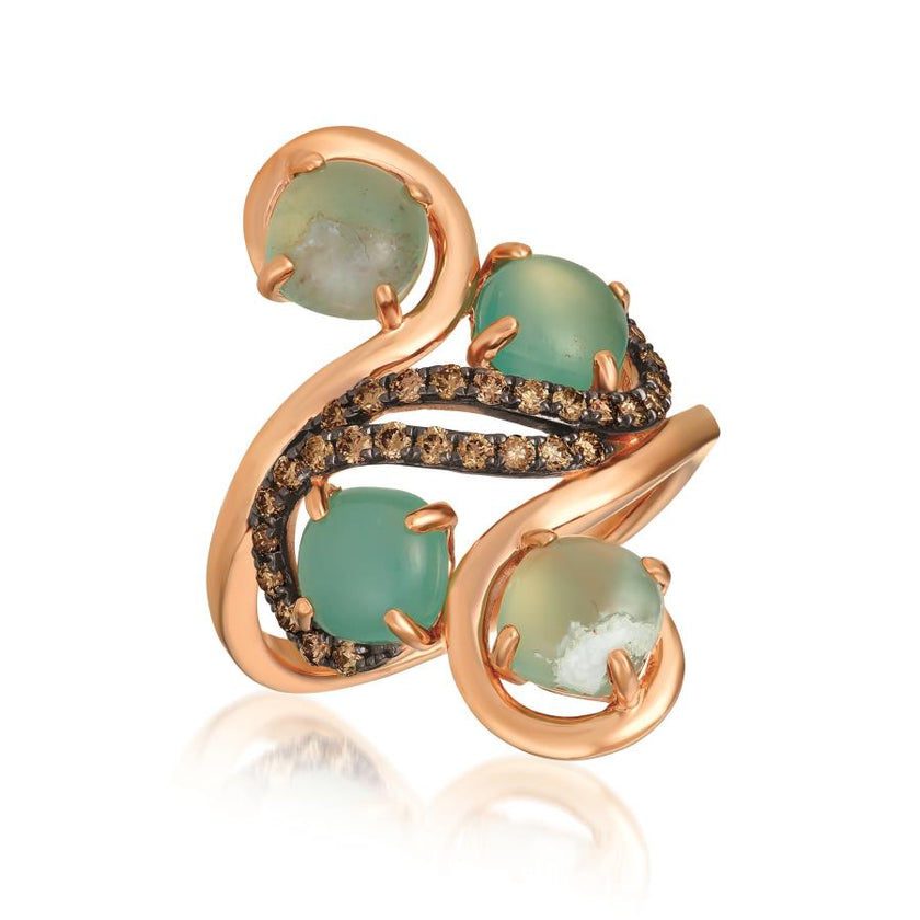 Opulent LeVian Chocolatier Ring with Chocolate Diamonds & Aquaprase in 14K Strawberry Gold  | Gemmas Jewelers