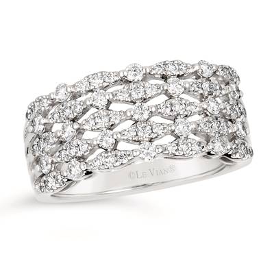 Opulent LeVian Couture Cigar Band Ring with Vanilla Diamonds in Platinum | Gemmas Jewelers