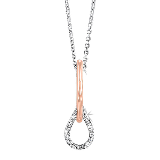 14k Rose Gold Two Tone Diamond Pendant LOVE'S CROSSING COLLECTION