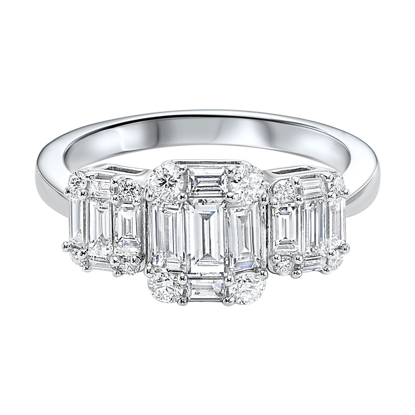 14k Baguette 3 Stone Engagement Ring