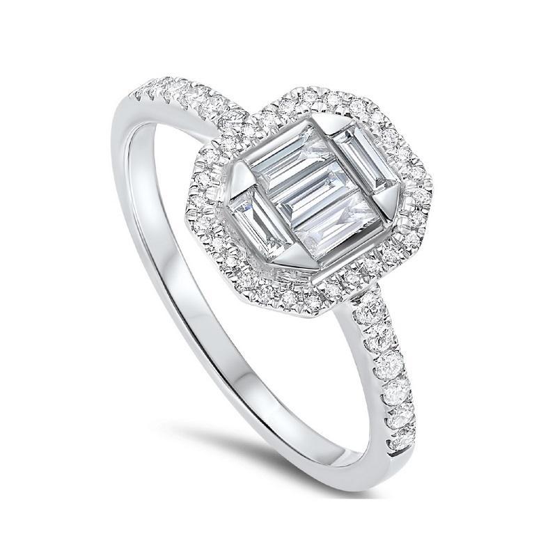 14K White Gold Diamond Ring 1/2 ct