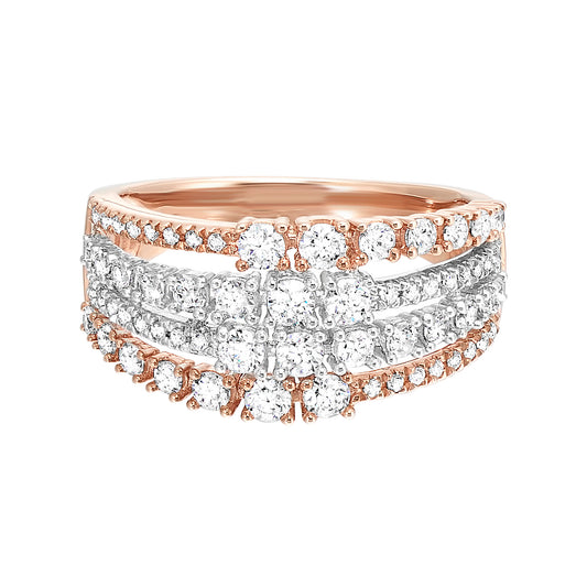 14KT White & Pink Gold & Diamond Sparkle Fashion Ring