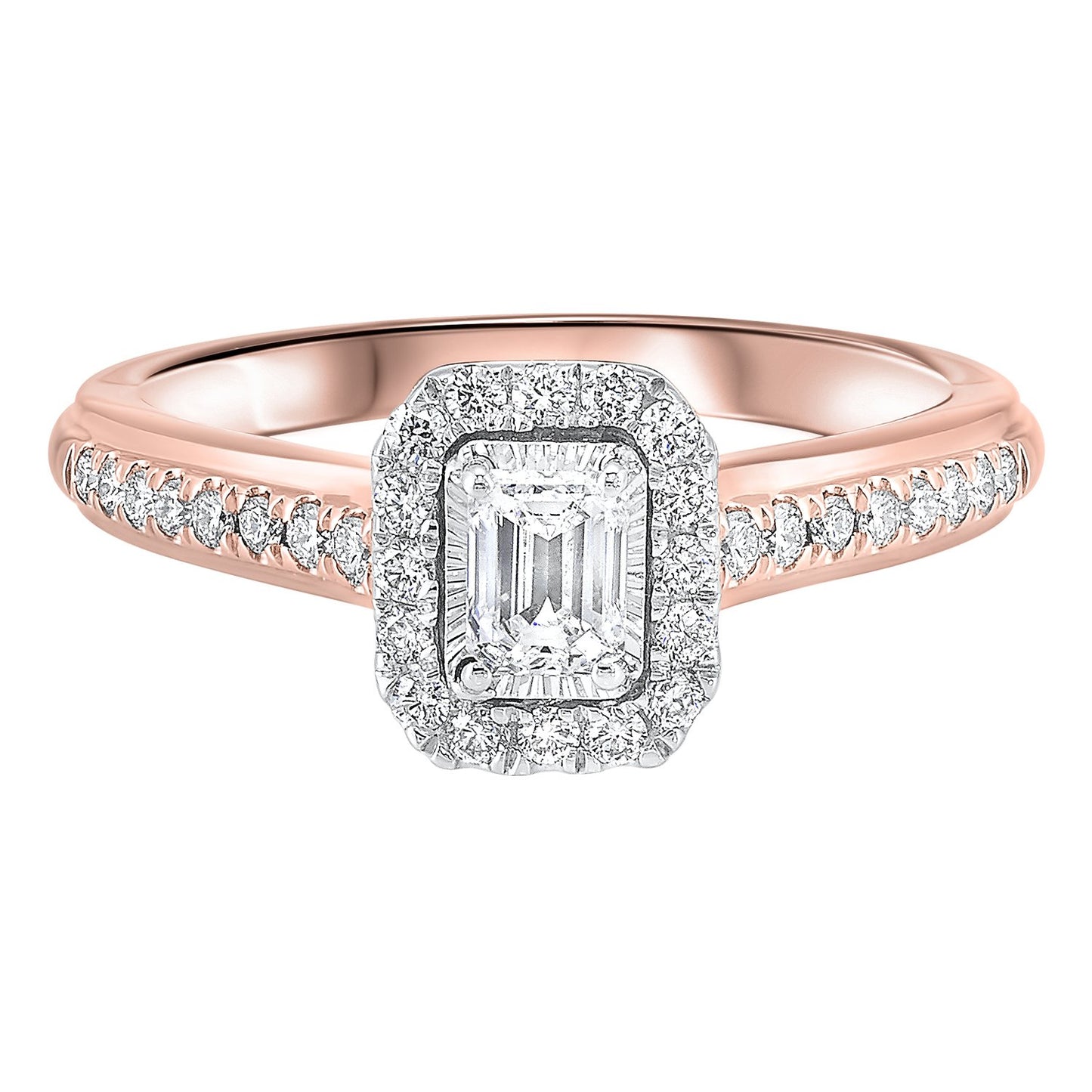 14k rose gold  emerald cut engagement ring