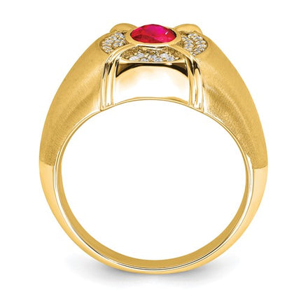 14k Ruby and Diamond Mens Ring