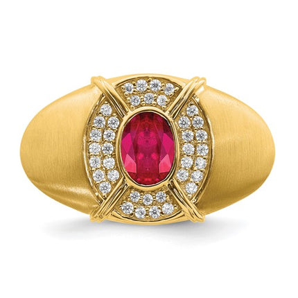 14k Ruby and Diamond Mens Ring