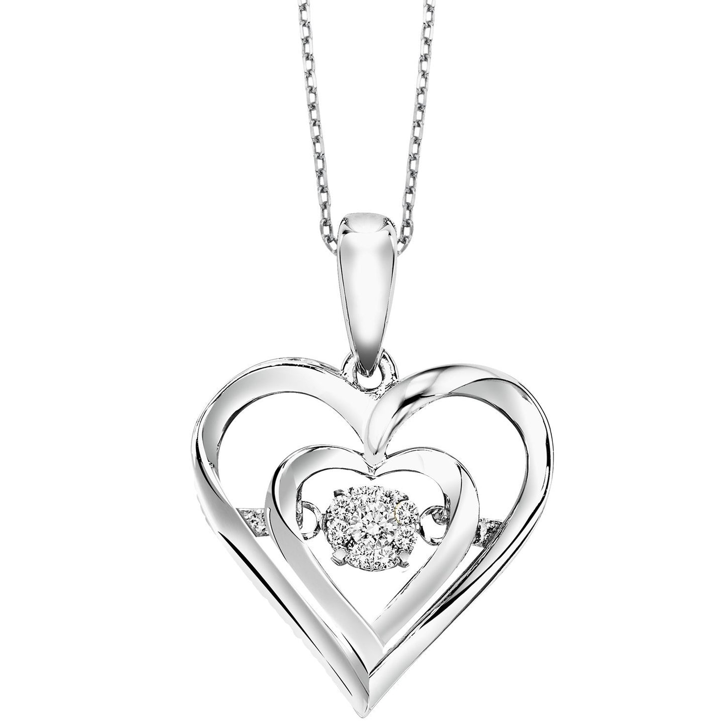 Silver Diamond Heart Pendant