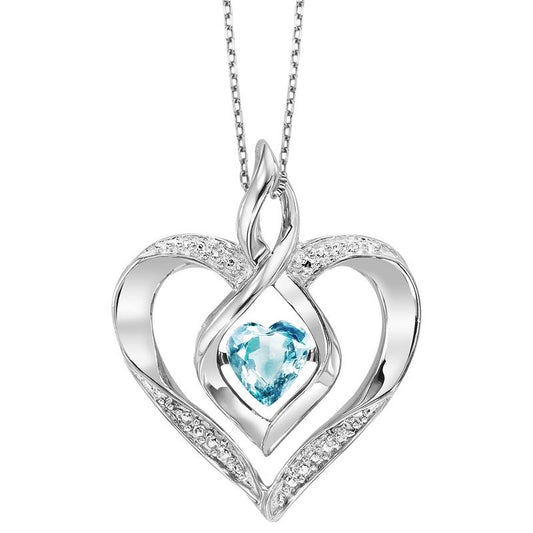 Silver Diamond & Created Blue Topaz Pendant