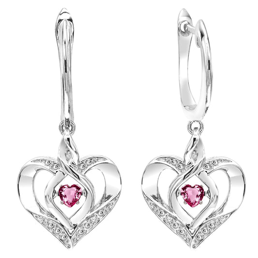Silver Diamond & Created Pink Tourm. Earrings