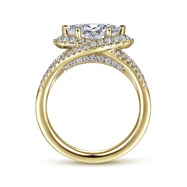 Shimmering Horizontal East - West Marquise Halo Diamond Engagement Ring 14K Gold | Gemma's Jewelers