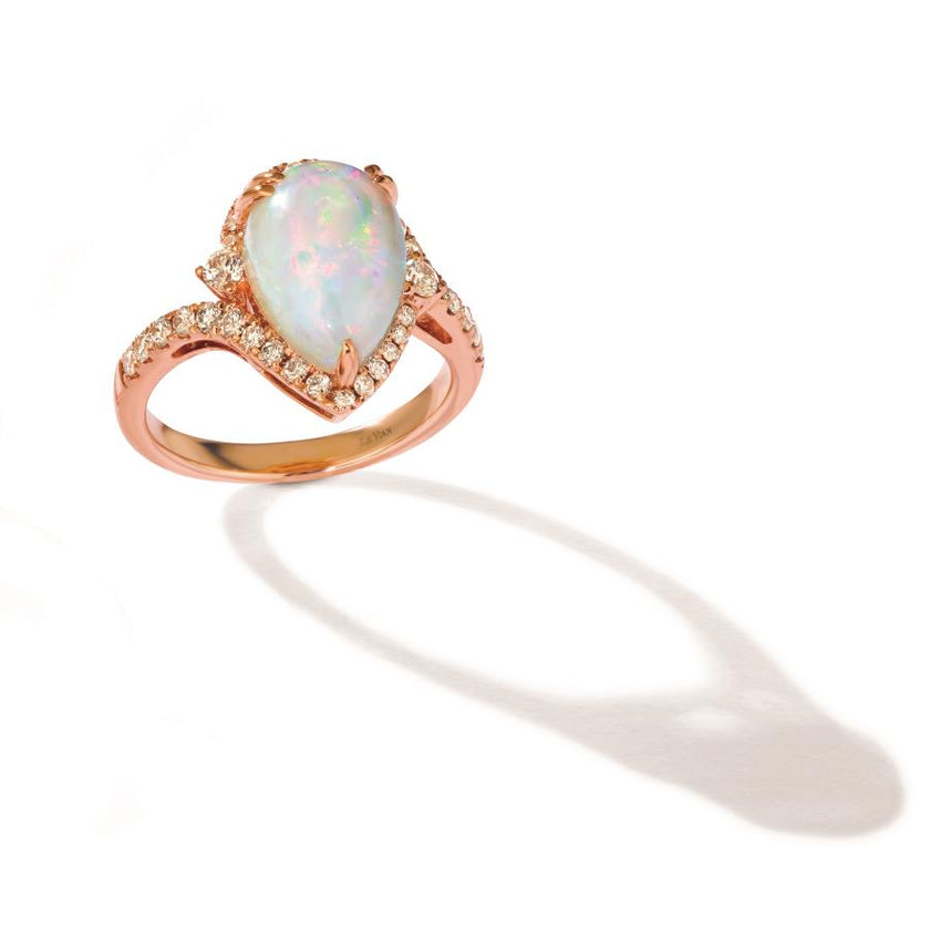 Refined LeVian Creme Brulee Opal & Diamond Ring in 14K Strawberry Gold | Gemmas Jewelers