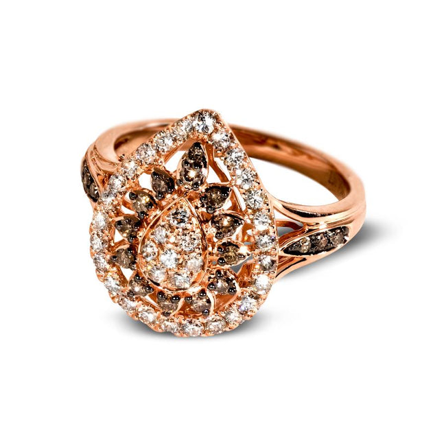 Sparkling LeVian Creme Brulee Ring with Chocolate & Nude Diamonds in 14K Strawberry Gold | Gemmas Jewelers