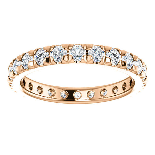 LDS 14K ROSE GOLD FRENCH SET ETERNITY BAND 1.00CTW