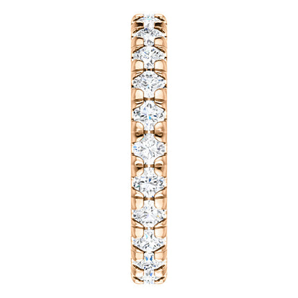 LDS 14K ROSE GOLD FRENCH SET ETERNITY BAND 1.00CTW